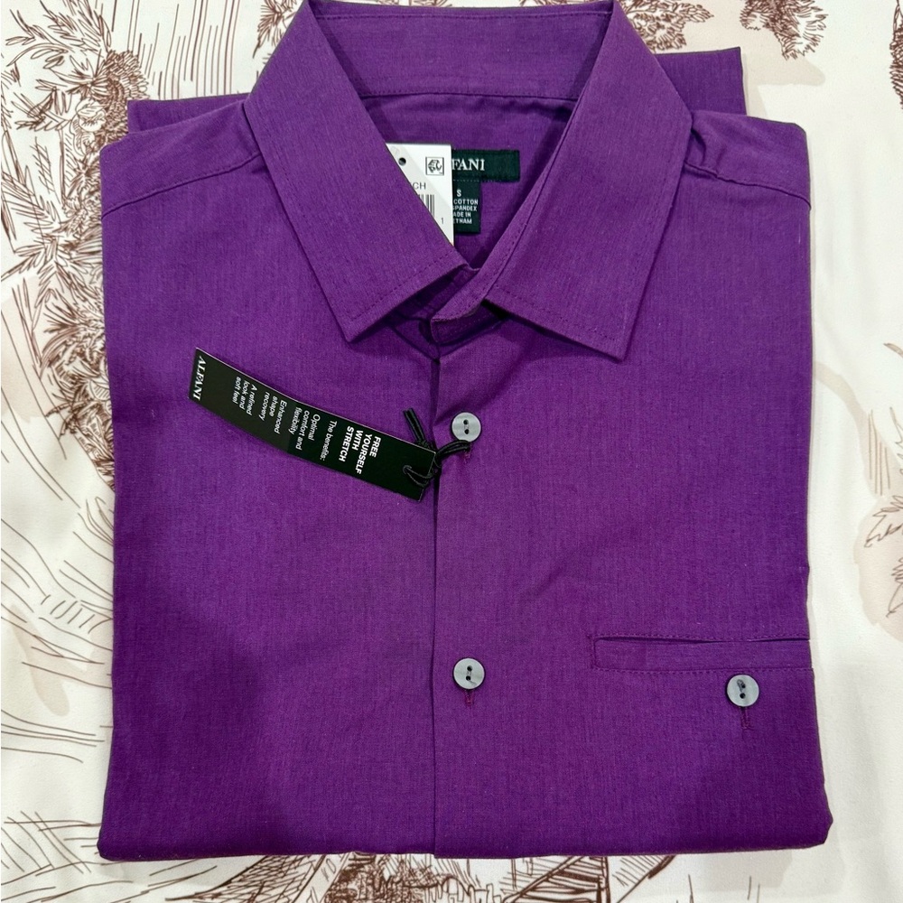 Men's ALFANI Purple Dress Shirt - Short Sleeve